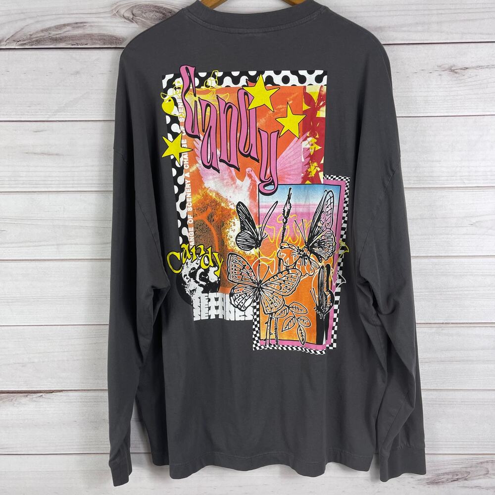 ASOS DESIGN oversized long sleeve t-shirt in‎ gray with back print Mens Large